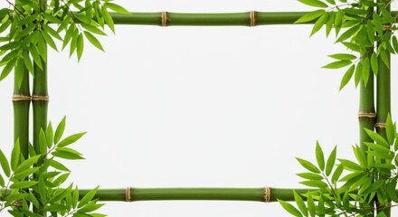 Naklejka premium Minimalist Bamboo Frame with Fresh Leaves