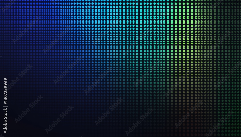 Poster abstract digital mosaic background featuring a gradient of blue and green colors and a grid of pixel
