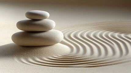 Serene Sand Zen Garden with Balanced Stones