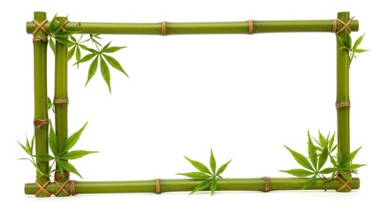 Naklejka premium Minimalist Bamboo Frame Decorated with Fresh Leaves