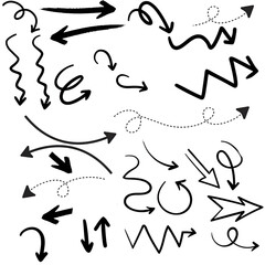 Obraz premium Set of simple lines hand drawn black arrows in various style. Set of simple of hand drawn black arrows. Set of simple lines hand drawn black arrows. Various of simple line