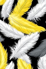 Obraz premium Feathery cascade in yellows, whites, and grays in seamless texture