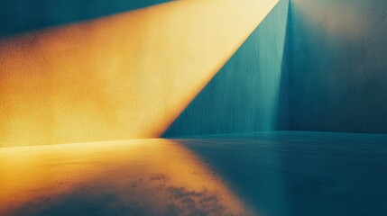 sun, low-angle, blue solid background, bright, golden sun near the horizon, casting long rays and deep shadows.