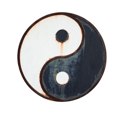 Yin yang symbol, a representation of balance and harmony, in a contrasting design with dark and light