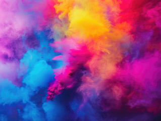 Fototapeta premium Vibrant colorful smoke in shades of pink, blue, and yellow,Holi celebrates Festival of Colors