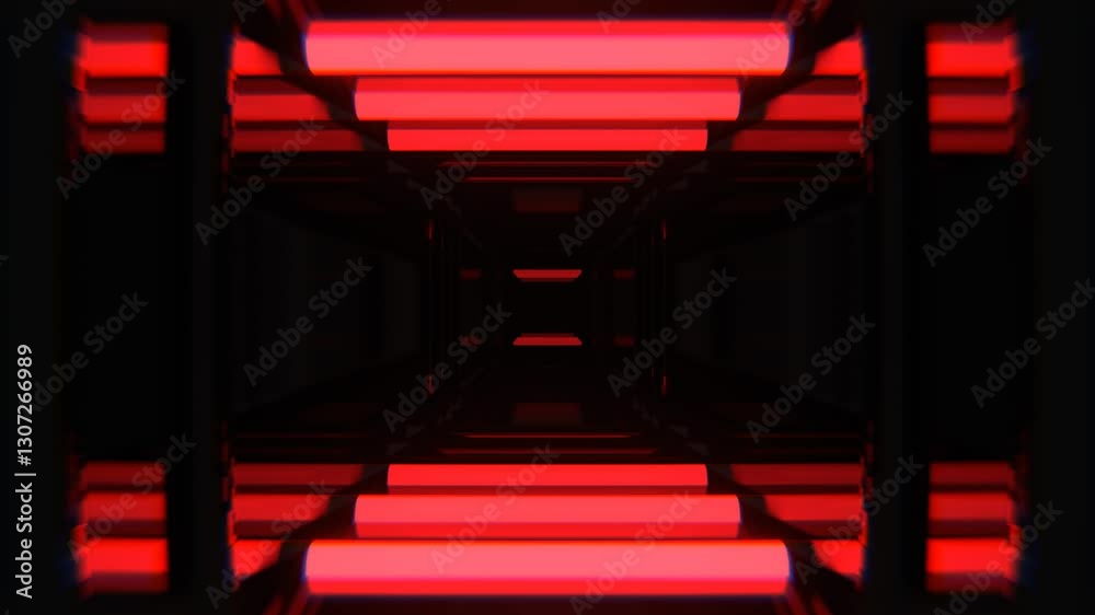 Wall mural blue and red neon abstract strobe hallway background vj loop l 4k