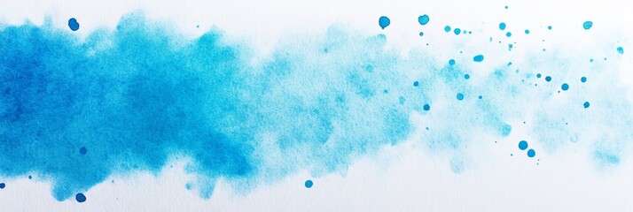 Obraz premium Abstract Blue Watercolor Wash - A vibrant horizontal blue watercolor wash with subtle splatters, ideal for backgrounds or design elements
