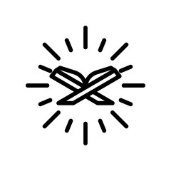 Open Book Icon with Radiating Lines Representing Knowledge and Wisdom