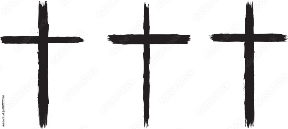 Poster textured religion cross . christian cross . vector cross with rough edges