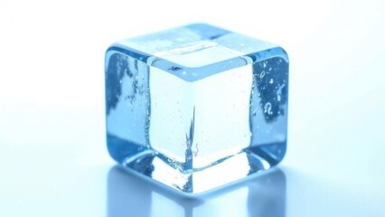 Close-up image of a single ice cube isolated on a transparent background. showcasing its clarity and texture, perfect for cooling beverages