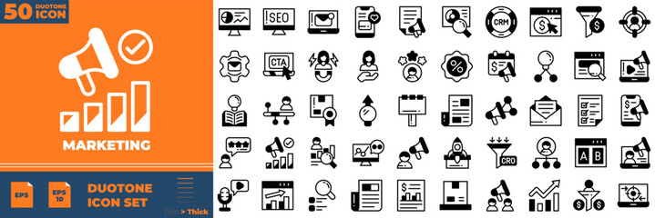 Marketing Duotone Editable Icons set