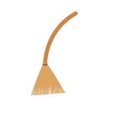 Illustration of a Broom with Wooden Handle