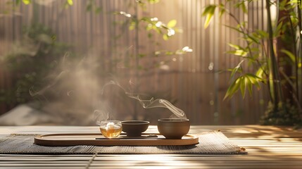 Serene Tea Ceremony in a Bamboo Garden: A Moment of Tranquility