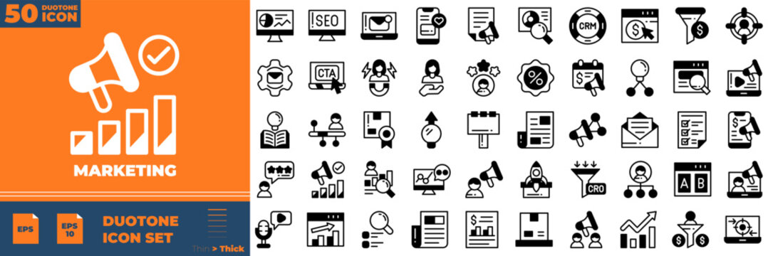 Marketing Duotone Editable Icons set