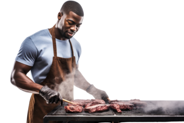 Grilling cooking adult food.