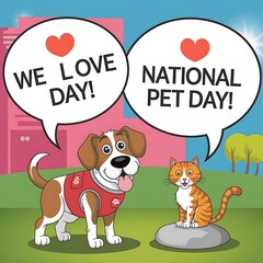 Fototapeta premium national pet day. illustration Art. Poster, banner, post, story 