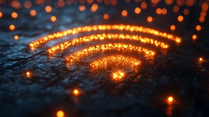 3D cybernetic interface displaying Wi-Fi optimization for low-latency data transmission