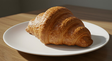 fresh crispy croissant on a plate