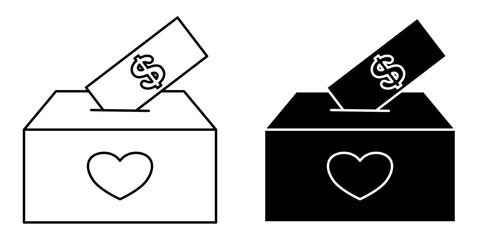 Donation Box Icon Set. Donation Box Vector Icon in line style design. Donation Box Symbol. Vector illustration.