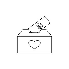Donation Box Icon. Donation Box Vector Icon in line style design. Donation Box Symbol. Vector illustration.