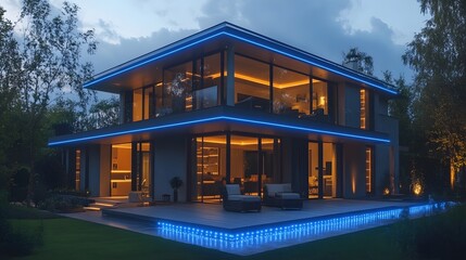 Fototapeta premium 3D smart home system processing data locally through edge computing for efficiency