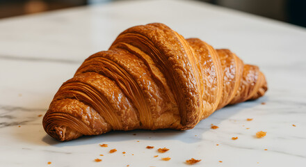 fresh crispy croissant on a plate