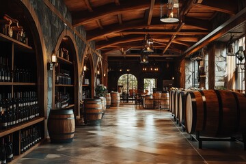 Winery and beverage concept, modern. AI generated illustration.