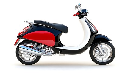Stylish Red and Black Retro Scooter Modern Motorbike Design Two Wheeled Vehicle