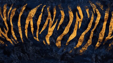 tiger pattern, top view, indigo solid background, dark rich hues blending with tiger stripes, deep and intense atmosphere with subtle texture.
