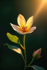 Fototapeta premium Focused light beam illuminates a single clove, aromatics, botanical