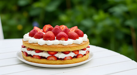 cake with strawberry and icing