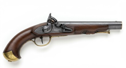 18th Century Flintlock Pistol Studio Shot