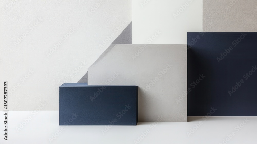Poster Modern minimalist design featuring subtle geometric lines in gray and navy on a white base for stability and governance Generative AI