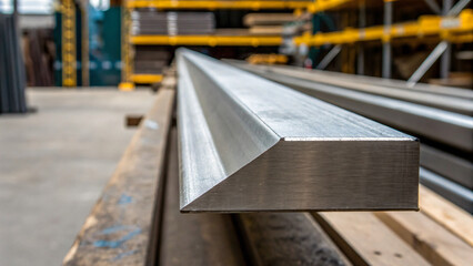 Close-Up of Industrial Steel Beam in Warehouse with Modern Storage Facilities