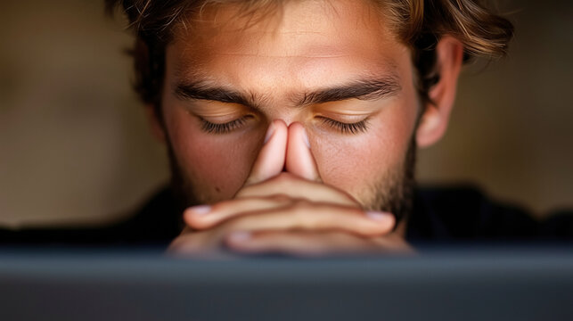 A Pensive Man Lost in Thought: A Portrait of Contemplation and Inner Reflection - Powered by Adobe