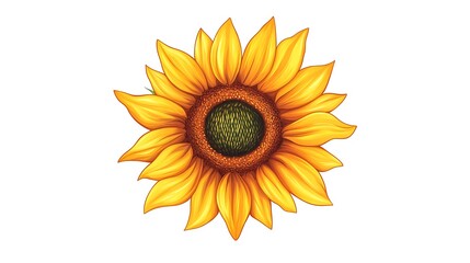 Fototapeta premium Detailed sunflower, isolated on white background