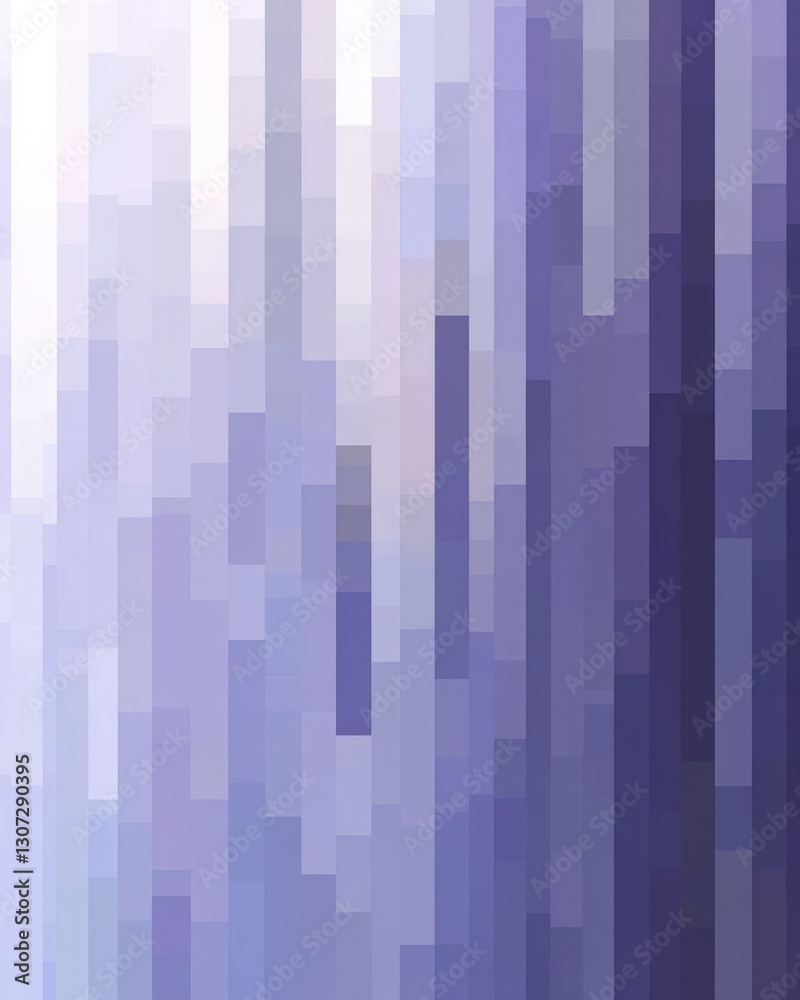 Poster abstract vertical gradient pattern in shades of purple and white with pixelated effect forming a tex