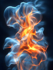 Abstract blue and orange fire flames.
