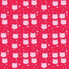 seamless pattern with cats and hearts