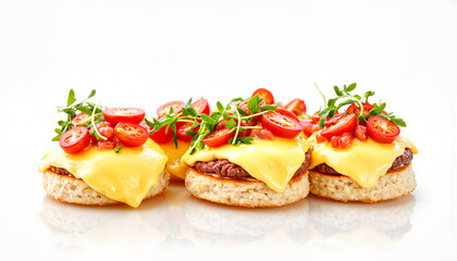 Delicious Francesinha garnished with tomatoes and herbs, fine dining