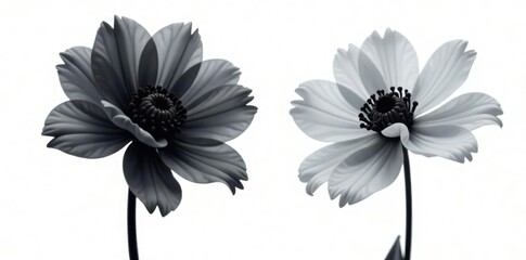 Simple yet striking black flower isolated on white background, bold, chic