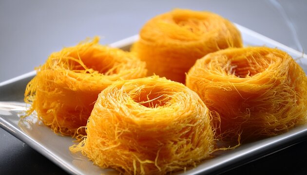 thai dessert golden threads foi thong rolled egg yolk thread