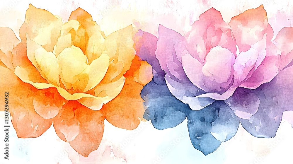Poster a dynamic and ethereal abstract watercolor painting featuring vibrant blended floral motifs with a r