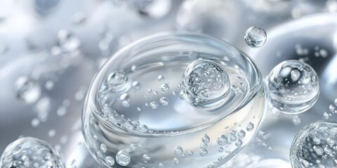 A detailed view of a transparent cosmetic liquid.