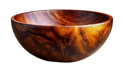 Empty Wooden Bowl Rotating, Isolated on White Background