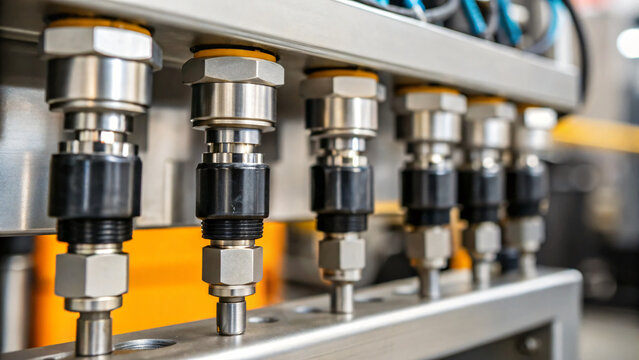 Industrial Valves on a Machinery Component with a Focus on Precision Engineering