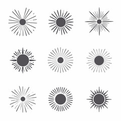 Sunburst Design Elements Collection on White