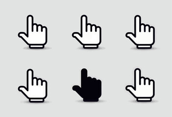 Fototapeta premium White and Black Hand Cursor Icons on Gray