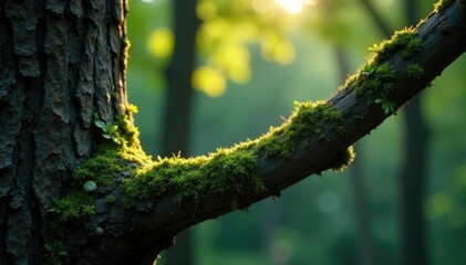 Tree with lichen and moss growing on branches, lichen, growth, organic