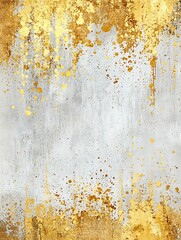 golden splattered paint on a textured backdrop.